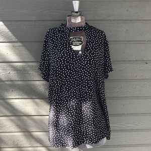 Maurices Plus Size 1 Black & White Polka Dot Top
